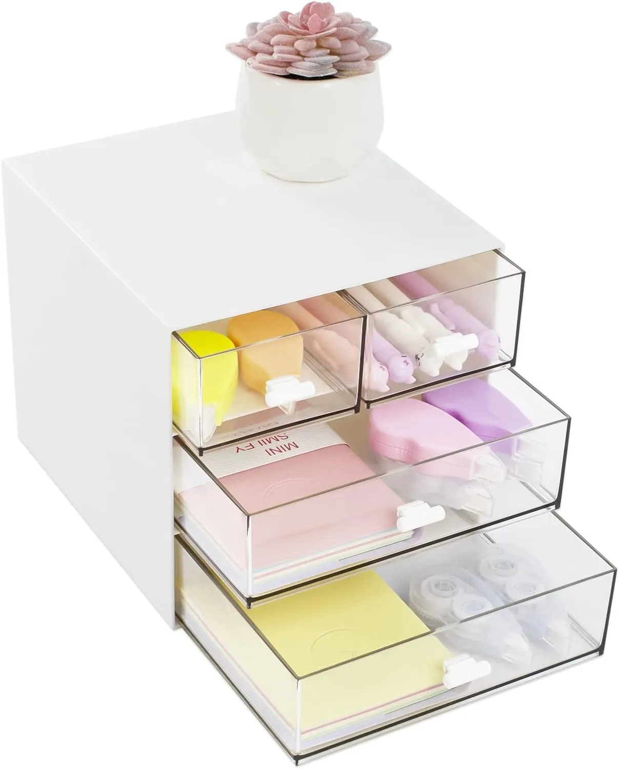 Bild von CIOUYAOS Mini Schreibtisch Organizer mit 4 Fächern aus stabilem Kunststoff für Büro und Zuhause