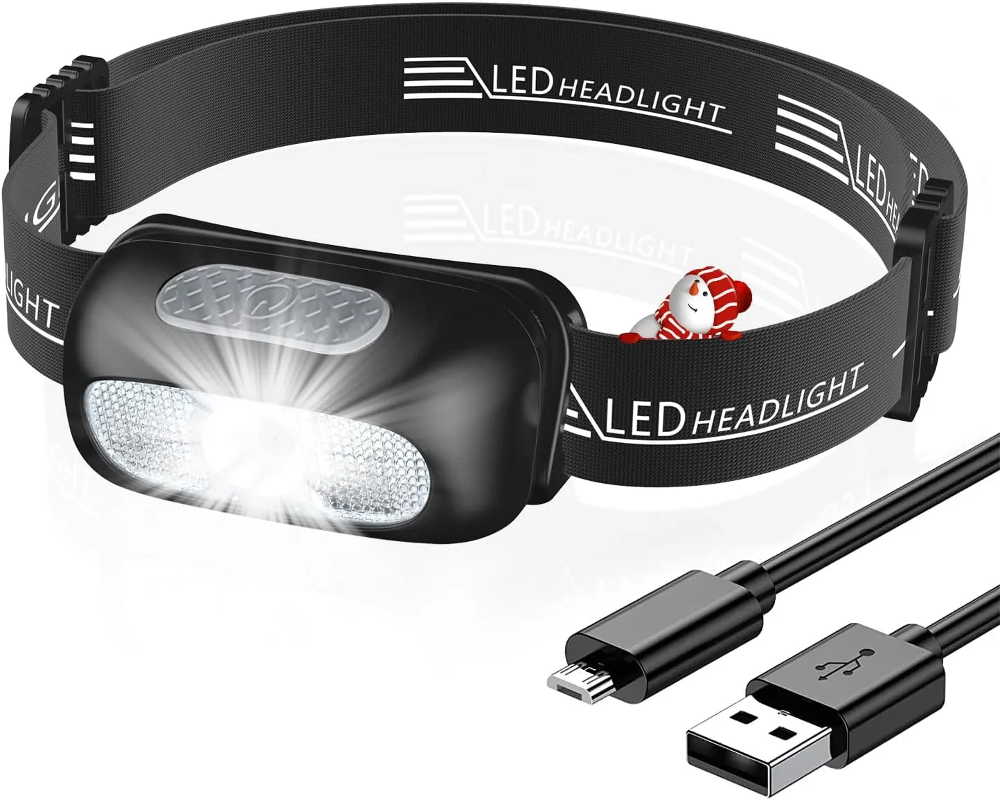 Bild von CIRYCASE Stirnlampe mit 5 Lichtmodi und Rotlicht, wiederaufladbar und wasserdicht, ideal zum Joggen und Campen