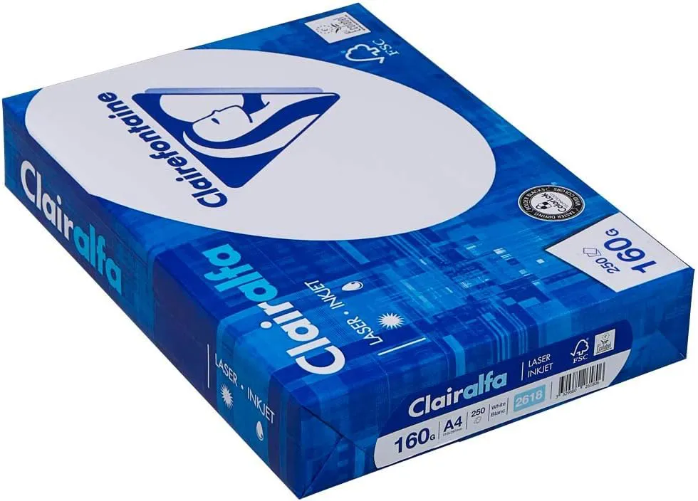 Bild von Clairefontaine Ries Druckerpapier Clairalfa 160g A4 mit 250 Blatt extraweiß