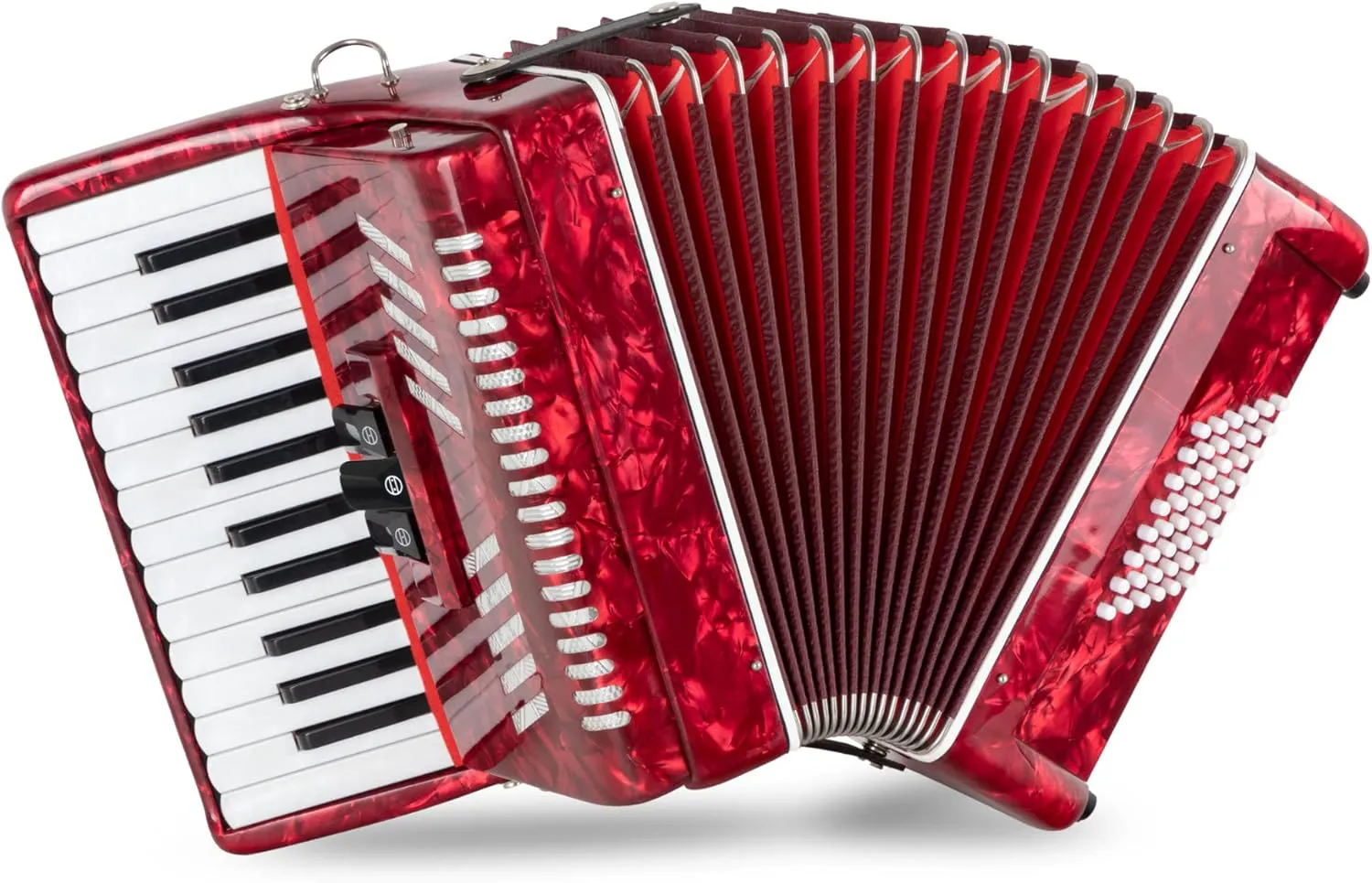 Bild von Classic Cantabile Secondo V 48 Bass Akkordeon in Rot mit 26 Diskanttasten, Riemen und Rucksack-Tasche