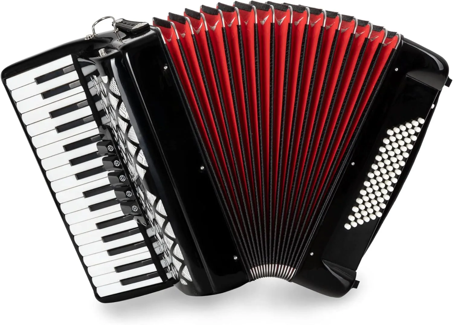 Bild von Classic Cantabile Secondo V 72 Bass Akkordeon mit 34 Diskanttasten in Schwarz, inklusive Riemen und Rucksack-Tasche