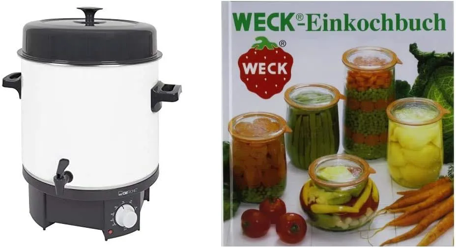Bild von Clatronic EKA 3338 Einkochautomat mit 25 Litern und 1800 Watt inklusive WECK Einkochbuch mit 144 farbigen Seiten