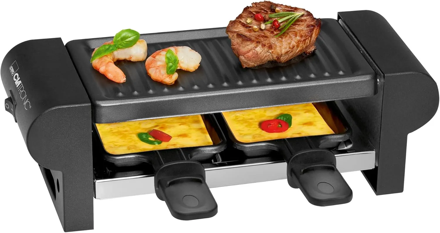 Bild von Clatronic RG 3592 Mini Raclette für 2 Personen mit einer Grillfläche von 20,5 x 10,5 cm und 350 Watt Leistung