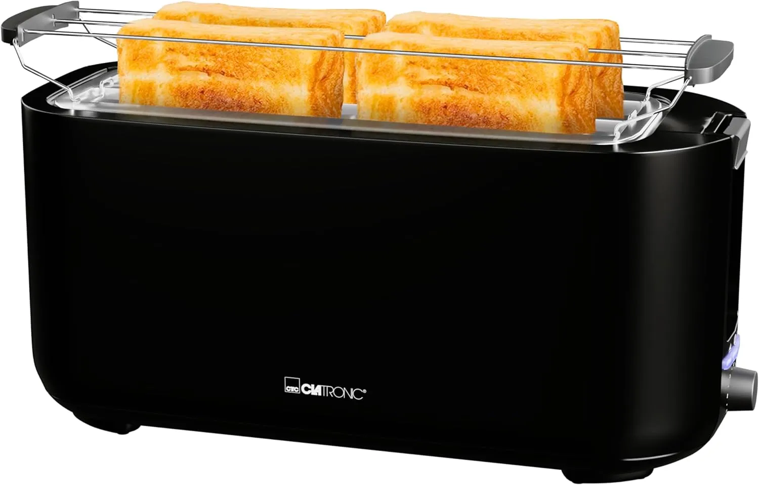Bild von Clatronic TA 3802 Toaster für 4 Scheiben mit Brötchenaufsatz und Funktionen zum Auftauen, Aufwärmen und Schnellstopp in Schwarz