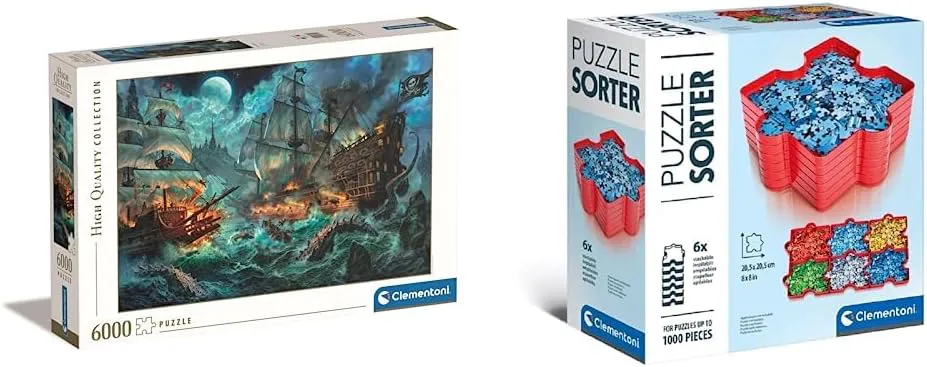 Bild von Clementoni Pirates Battle Puzzle 6000 Teile mit Wimmelbild für Erwachsene und Puzzle Sortierer 37040 für Kinder ab 6 Jahren