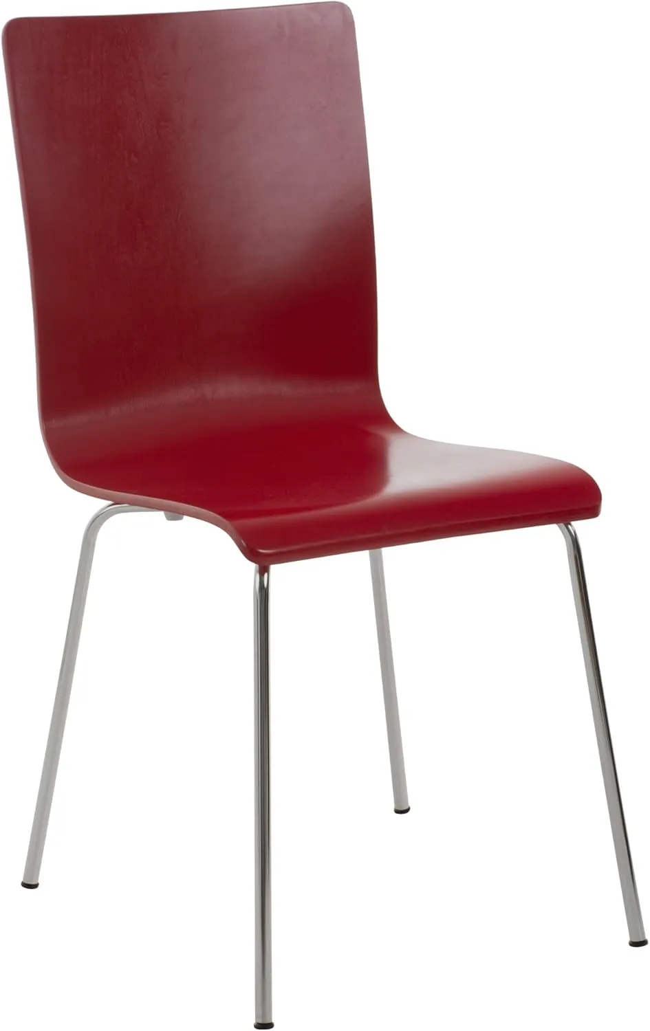 Bild von CLP Pepe I Besucherstuhl mit ergonomischem Holzsitz und stabilem Metallgestell in Rot