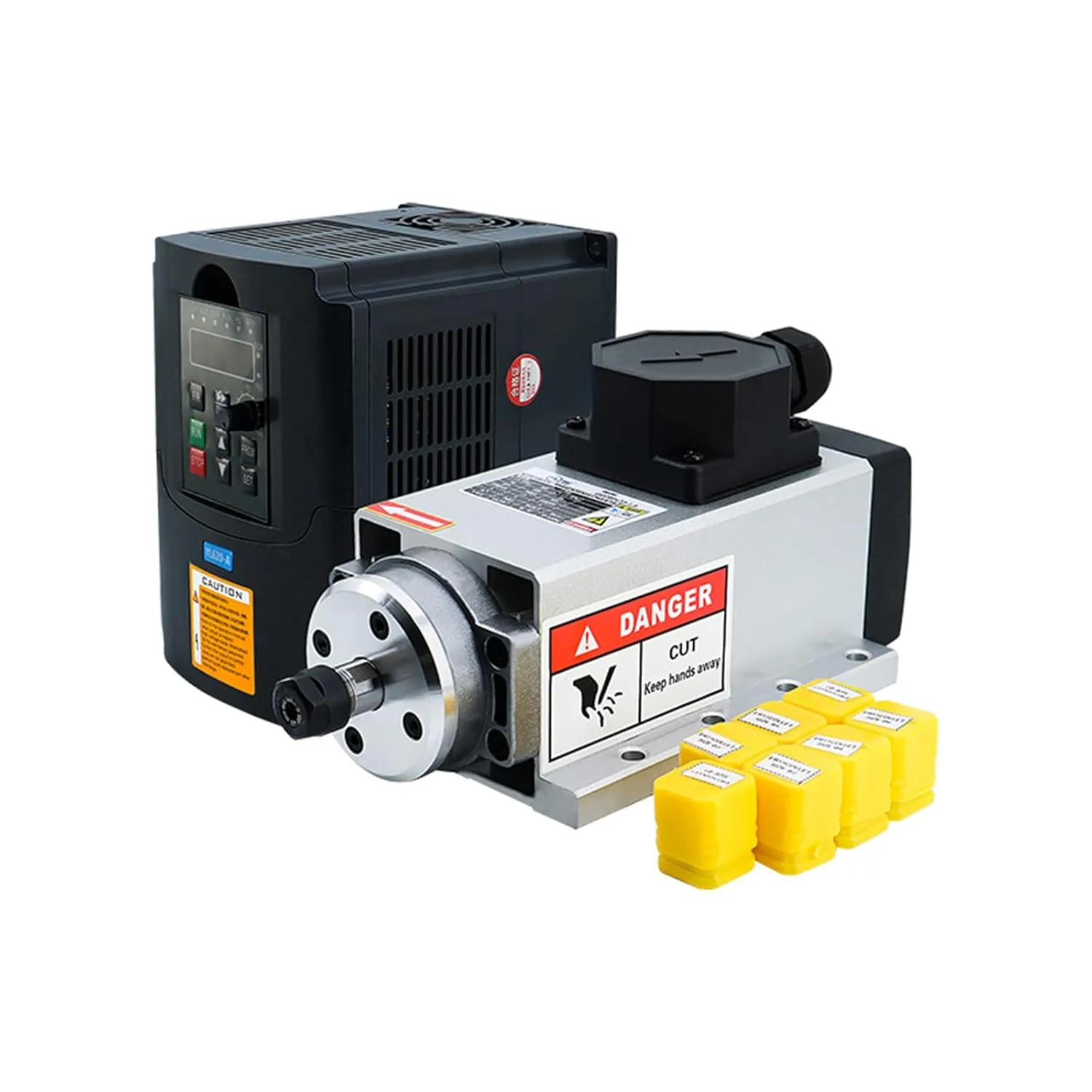 Bild von CNC Spindelmotor 1,5 kW mit luftgekühlter Spindel und VFD, inklusive 7 ER11 Zangen von 1 bis 7 mm