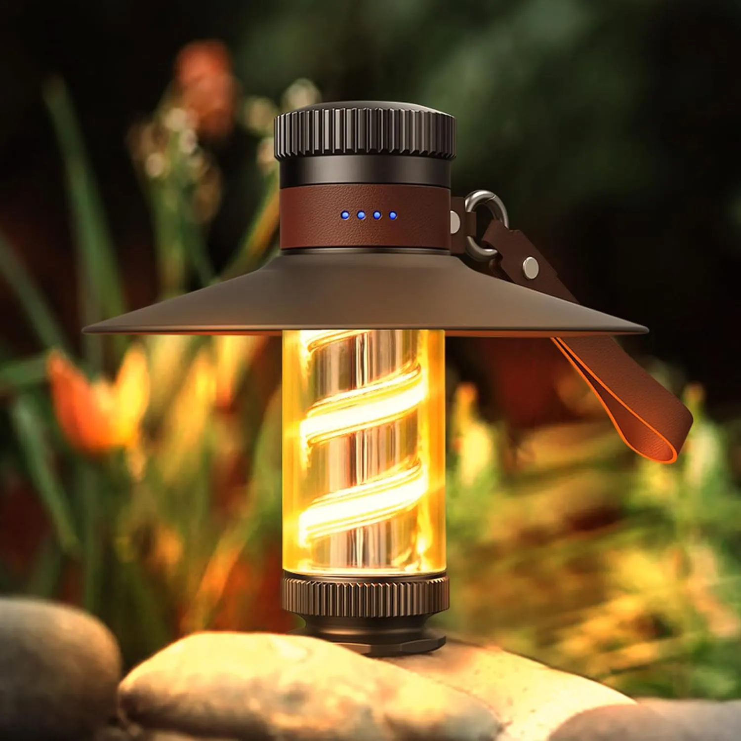 Bild von Cnkeeo Retro Campinglampe mit dimmbaren 3 Leuchtmodi, wiederaufladbar und wasserdicht nach IPX5, ideal für Camping und Notfälle