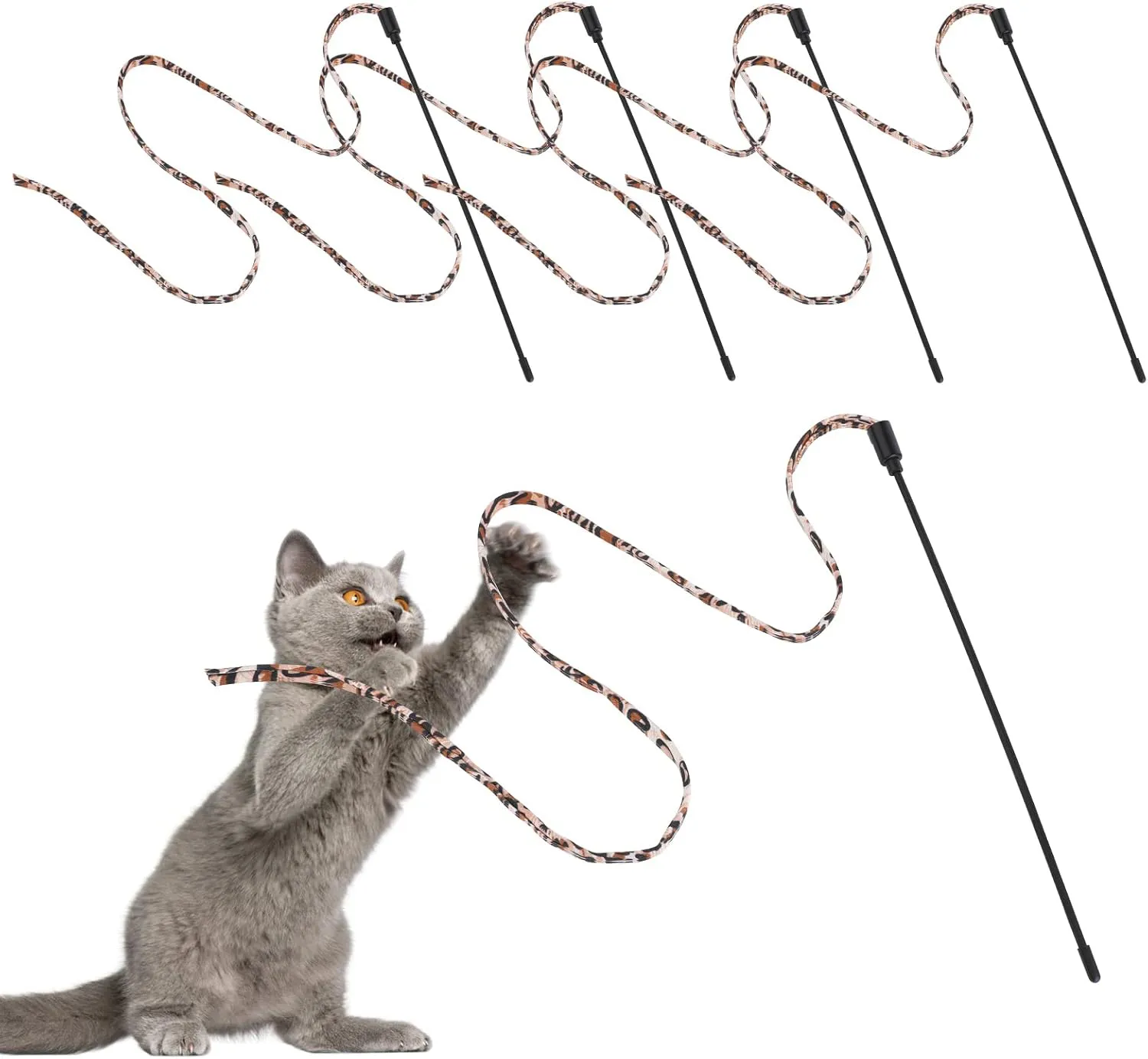 Bild von Cobee interaktiver Katzenzauberstab im Leopardenmuster, 5 Stück à 30 cm
