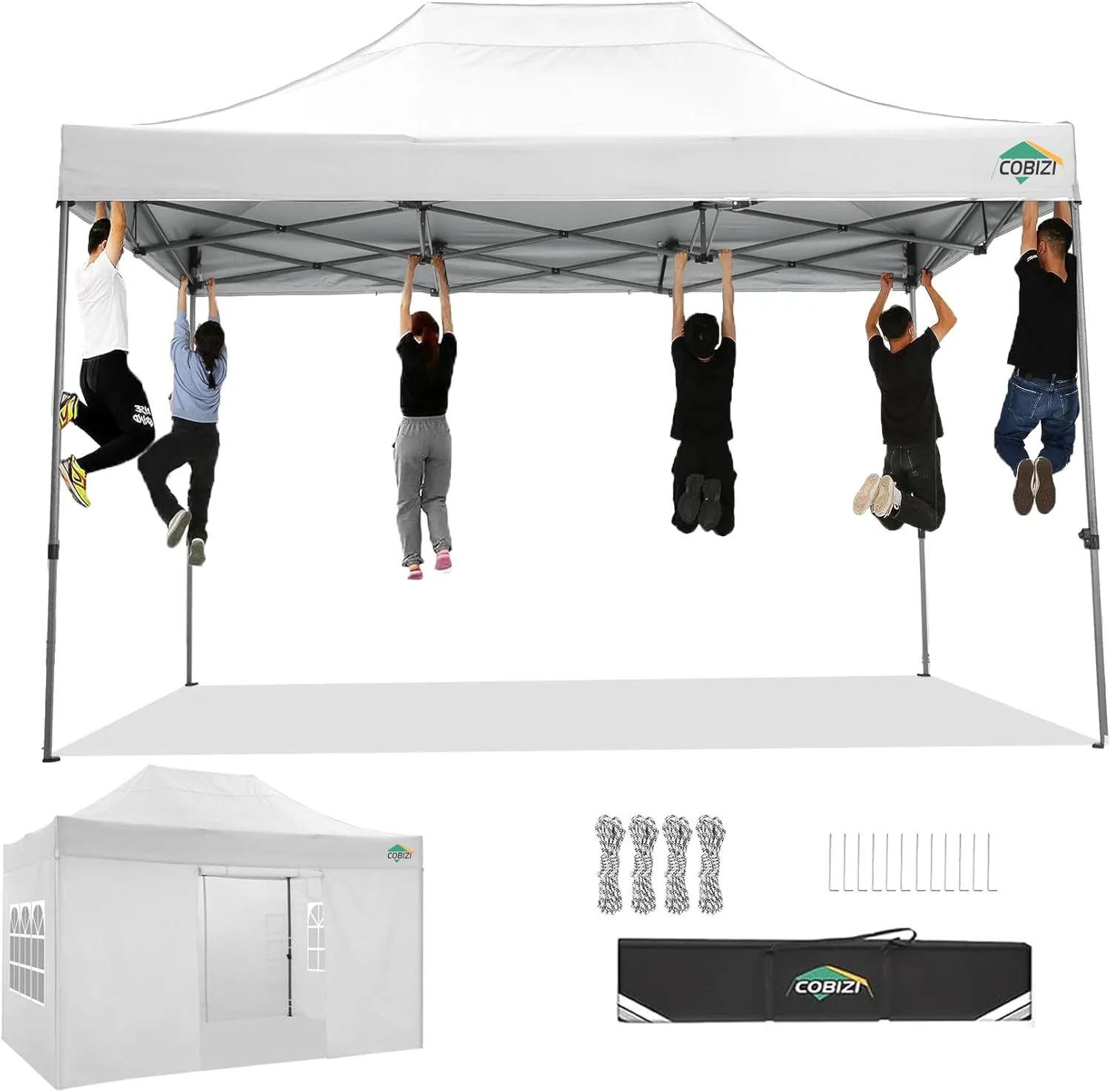 Bild von COBIZI Pavillon 3x4,5 Meter wasserdicht und winterfest mit 4 Seitenteilen in Weiß