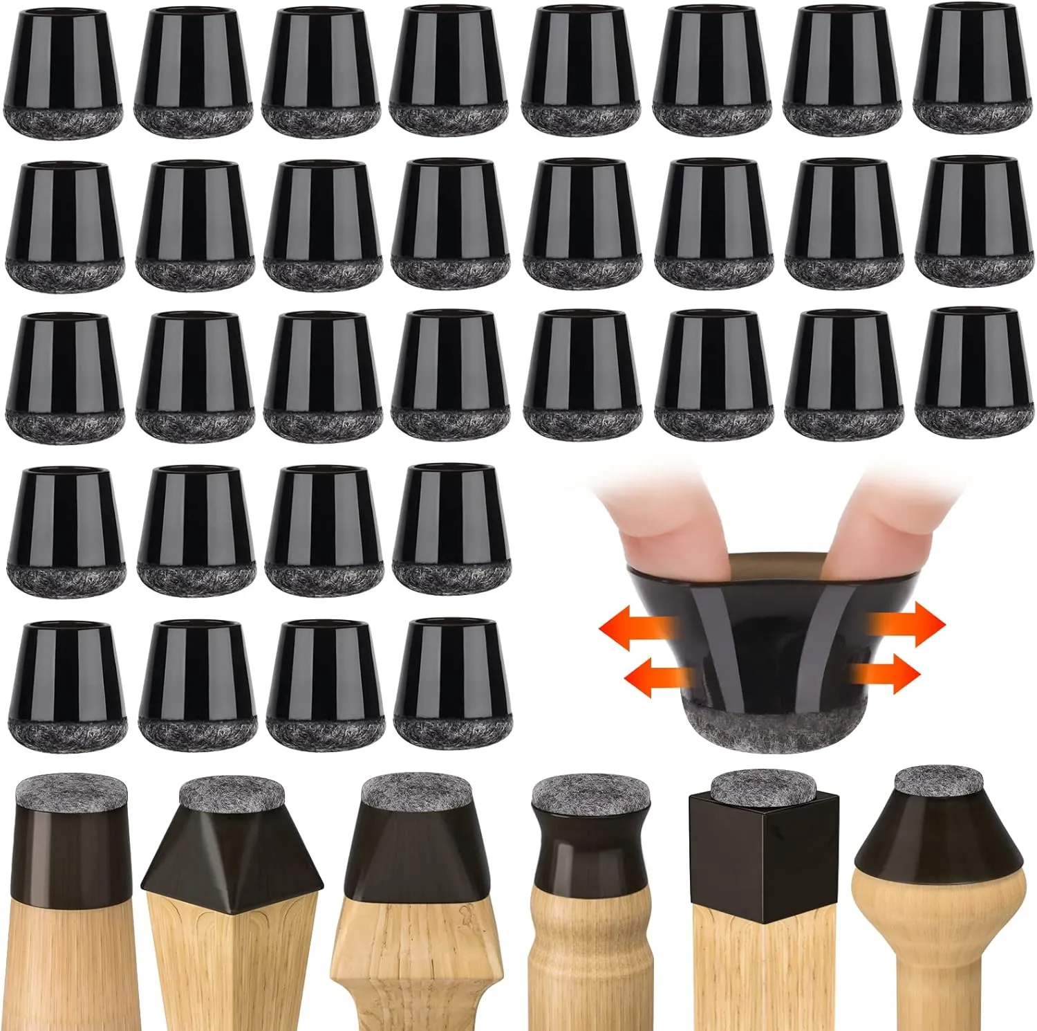 Bild von Cocolemon Schutzkappen für Stuhlbeine im 32er Set aus verdicktem Filz, passend für Stuhlbeine von 14 bis 18 mm