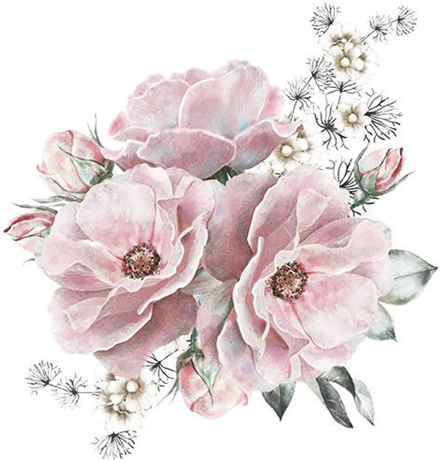 Bild von Colexy Wandtattoo Pfingstrose in zartrosa, 44x42 cm, wasserdicht für Wohnzimmer und Schlafzimmer