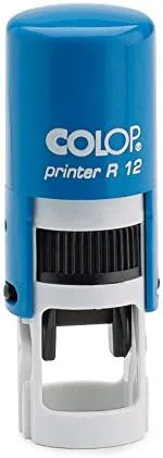 Bild von Colop Printer R 12 Stempel mit individueller Textplatte in Blau, 12 mm Durchmesser und 2 Zeilen