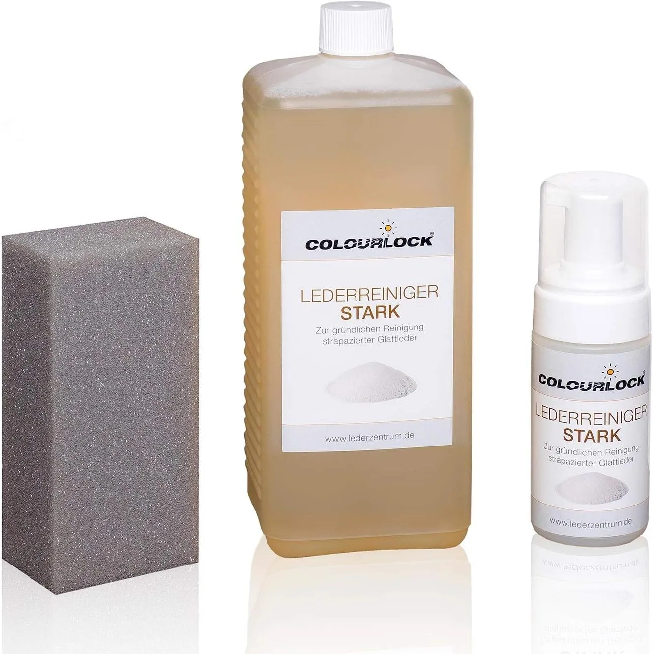 Bild von COLOURLOCK Lederreiniger Stark 1 Liter mit 125 ml Schaumspender und Reinigungsschwamm