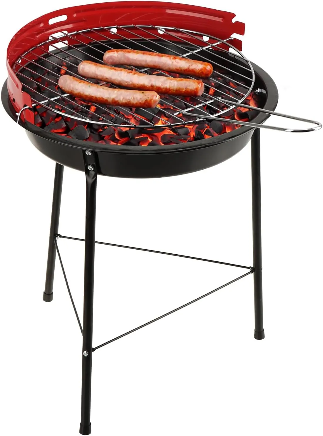 Bild von com-four BBQ Dreibein Grill mit höhenverstellbarem Rost und Windschutz für Balkon und Garten