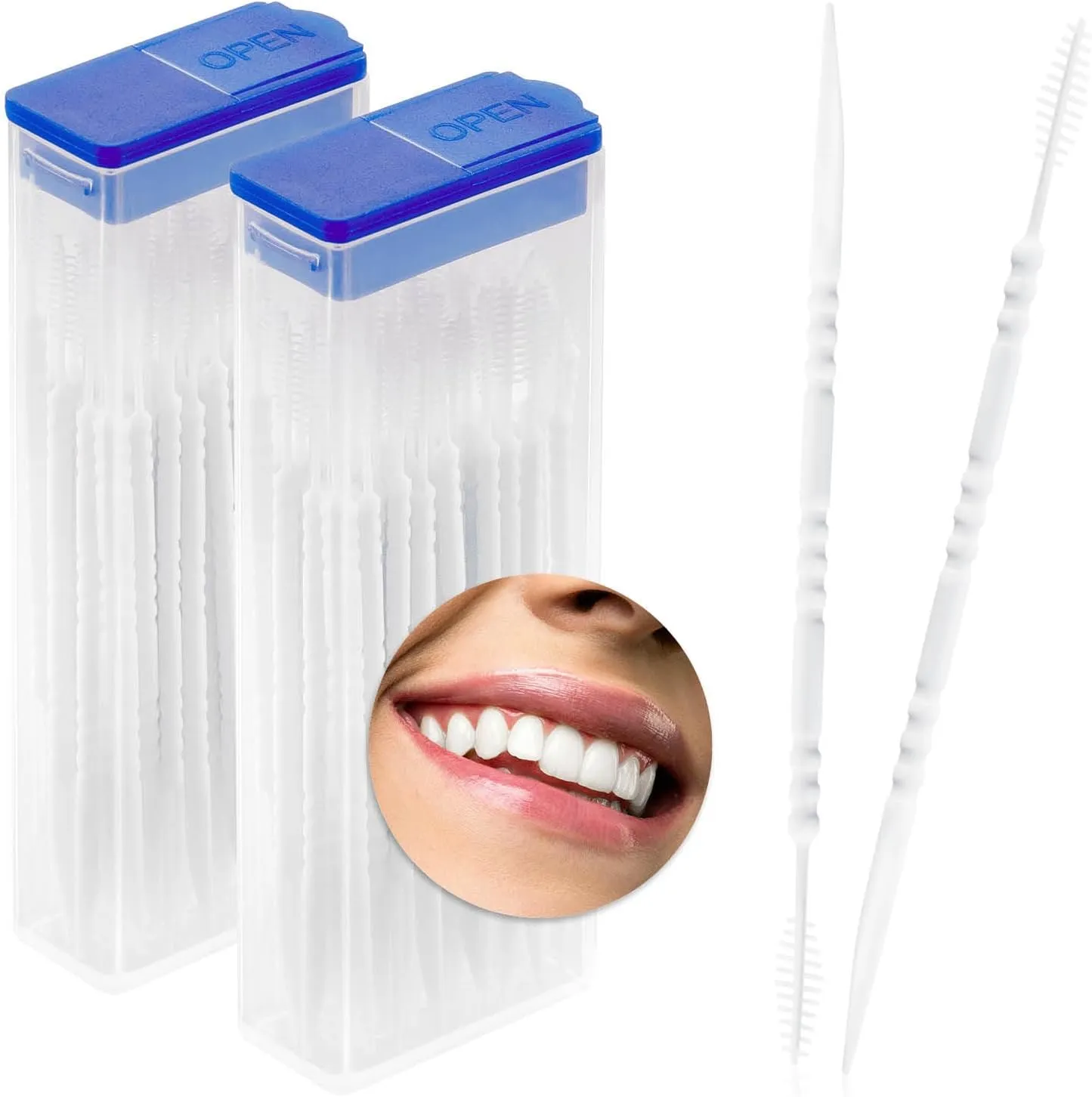 Bild von com-four Interdentalbürsten Set mit 120 Stück im Spender für die Zahnpflege unterwegs