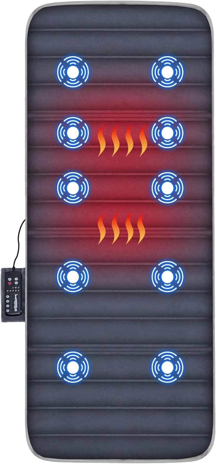 Bild von COMFIER Elektrische Massagematte mit 10 Motoren, 2 Heizkissen, 5 Massage-Modi und Wärmefunktion