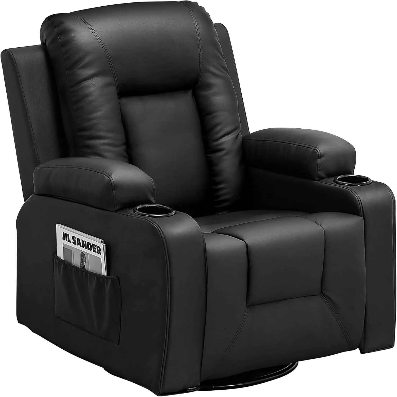 Bild von COMHOMA Relaxsessel mit Liegefunktion, Vibration, Heizung und 360° Drehbarkeit in Schwarz