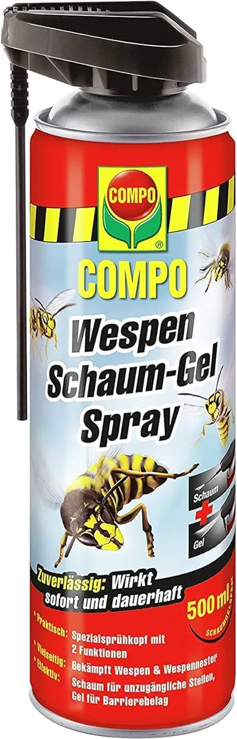 Bild von COMPO Wespenspray mit Schaum-Gel und Sprührohr, 500 ml, für sofortige und langanhaltende Wirkung gegen Wespen und Wespennester