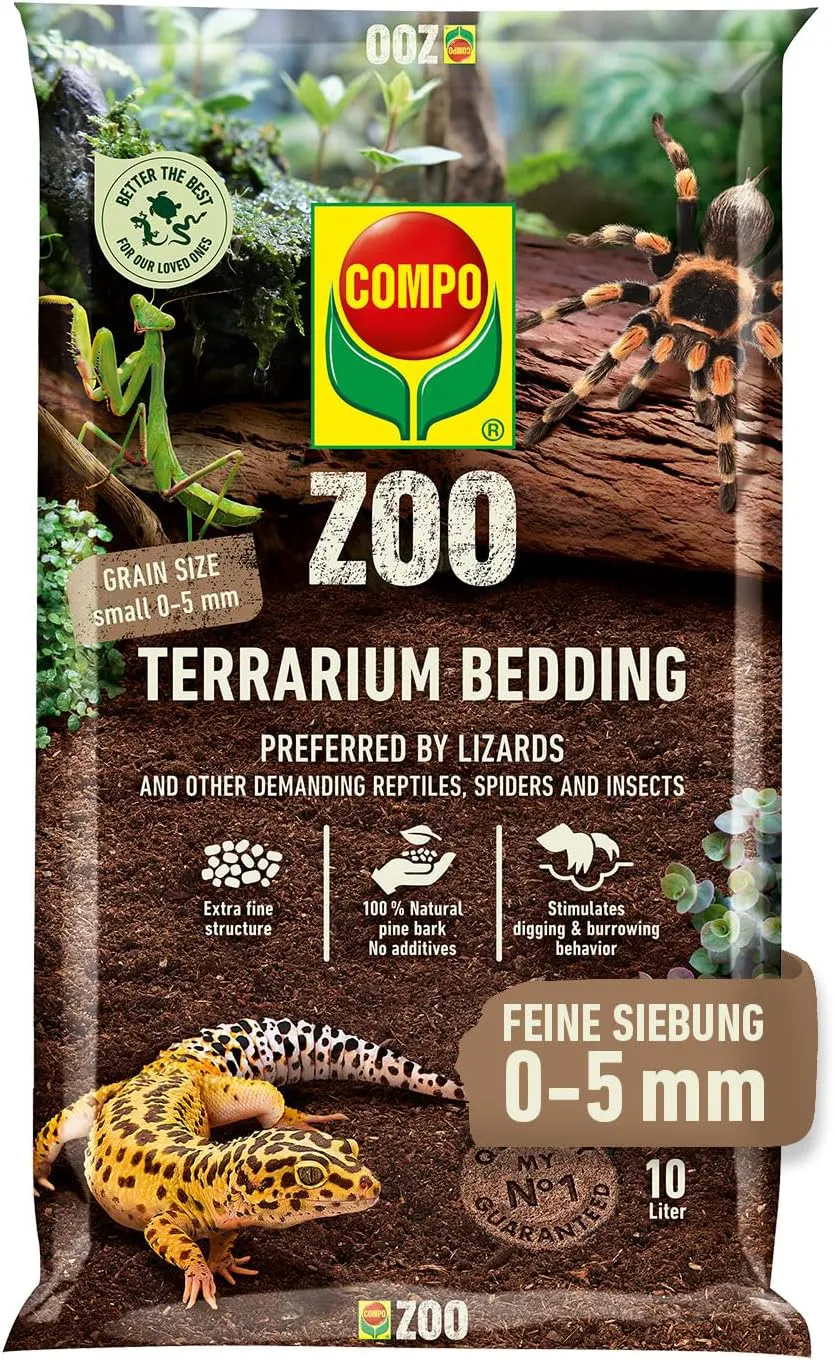 Bild von COMPO Zoo Terrarien-Substrat aus natürlicher Pinienrinde mit feiner Körnung für Reptilien und Amphibien, 10 Liter