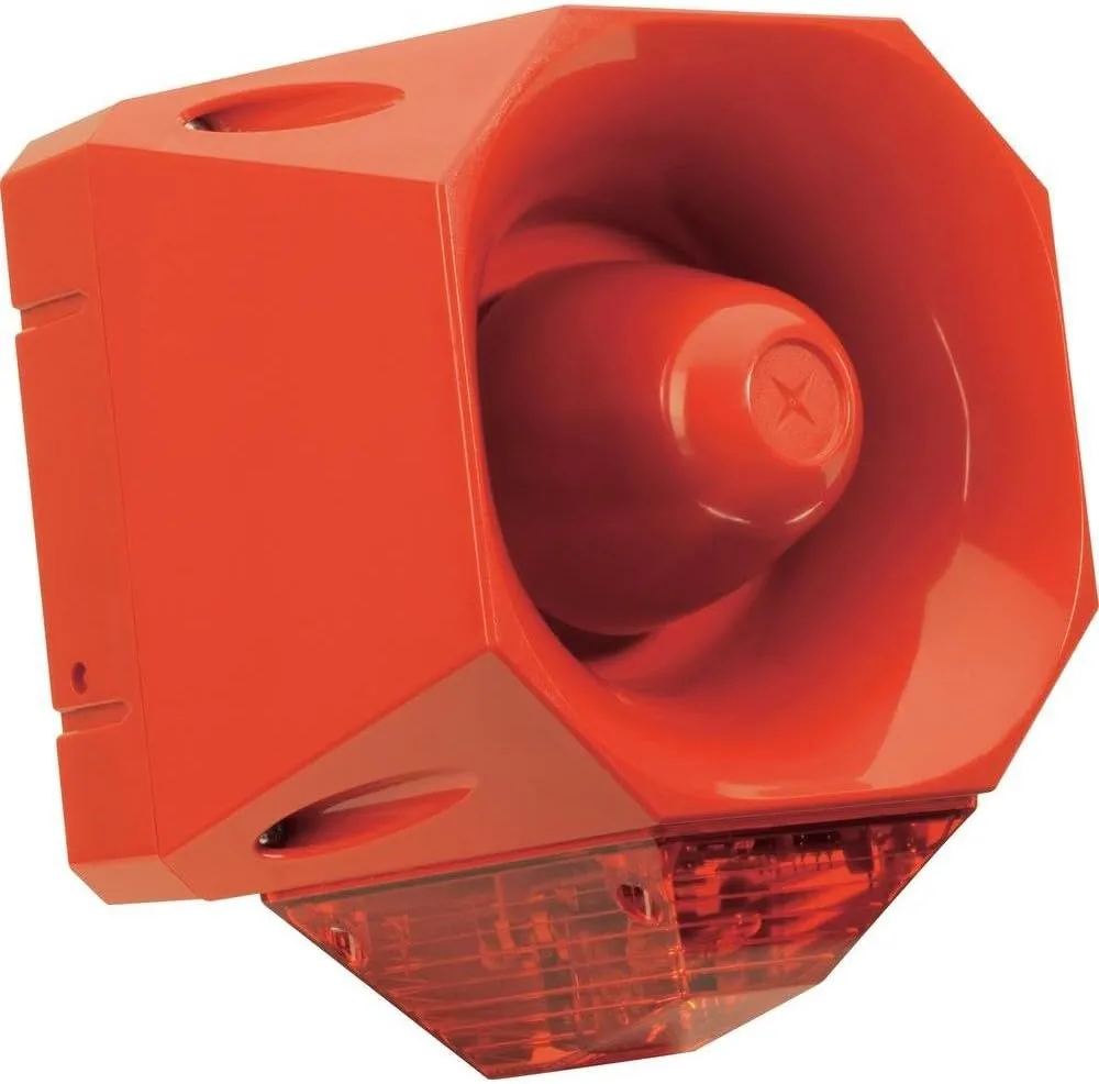 Bild von ComPro Asserta AV Kombi-Signalgeber mit rotem Blitzlicht und Dauerton, 24 V DC, 120 dB