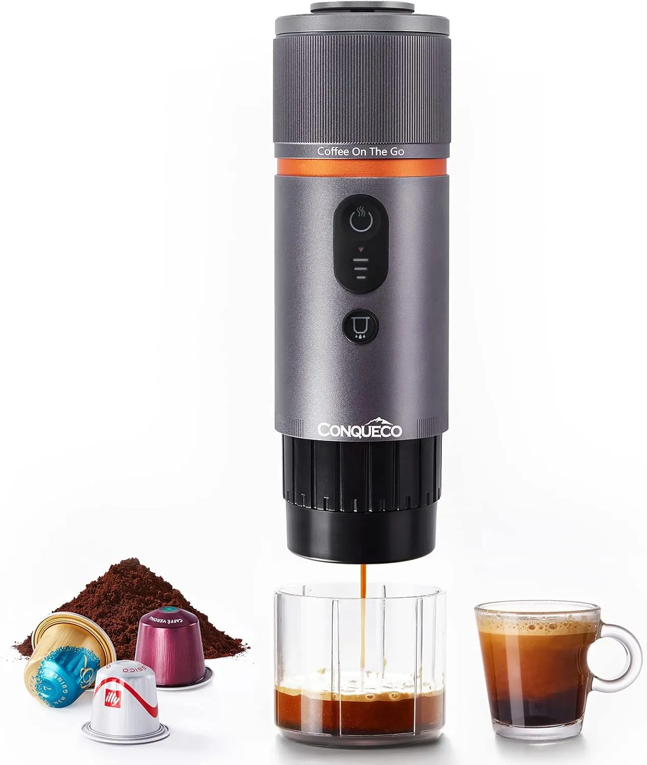 Bild von CONQUECO 12V Kaffeemaschine für unterwegs mit Akku, erhitzt in 2,5 Minuten und bereitet bis zu 8 Tassen Espresso pro Ladung zu