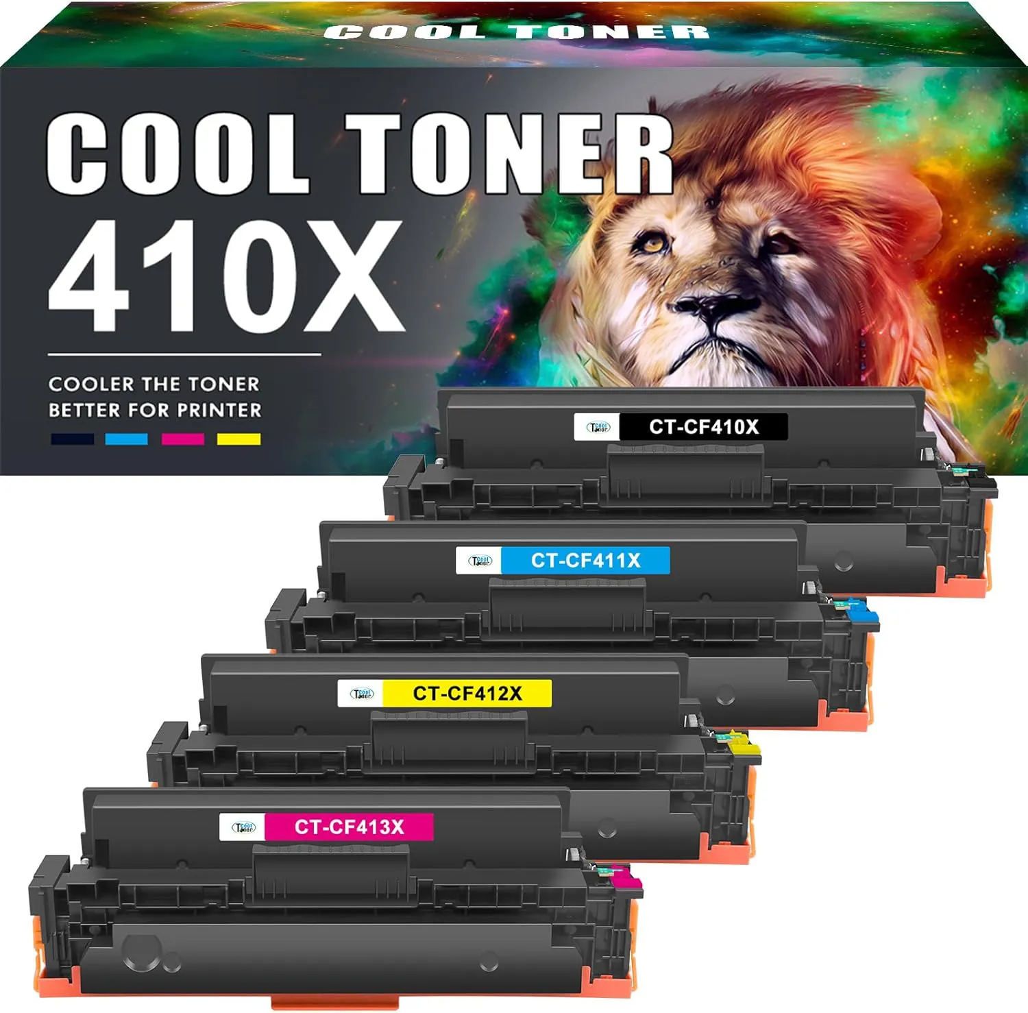 Bild von Cool Toner 4er-Pack kompatible Tonerkartuschen für HP 410A und 410X in Schwarz, Cyan, Gelb und Magenta