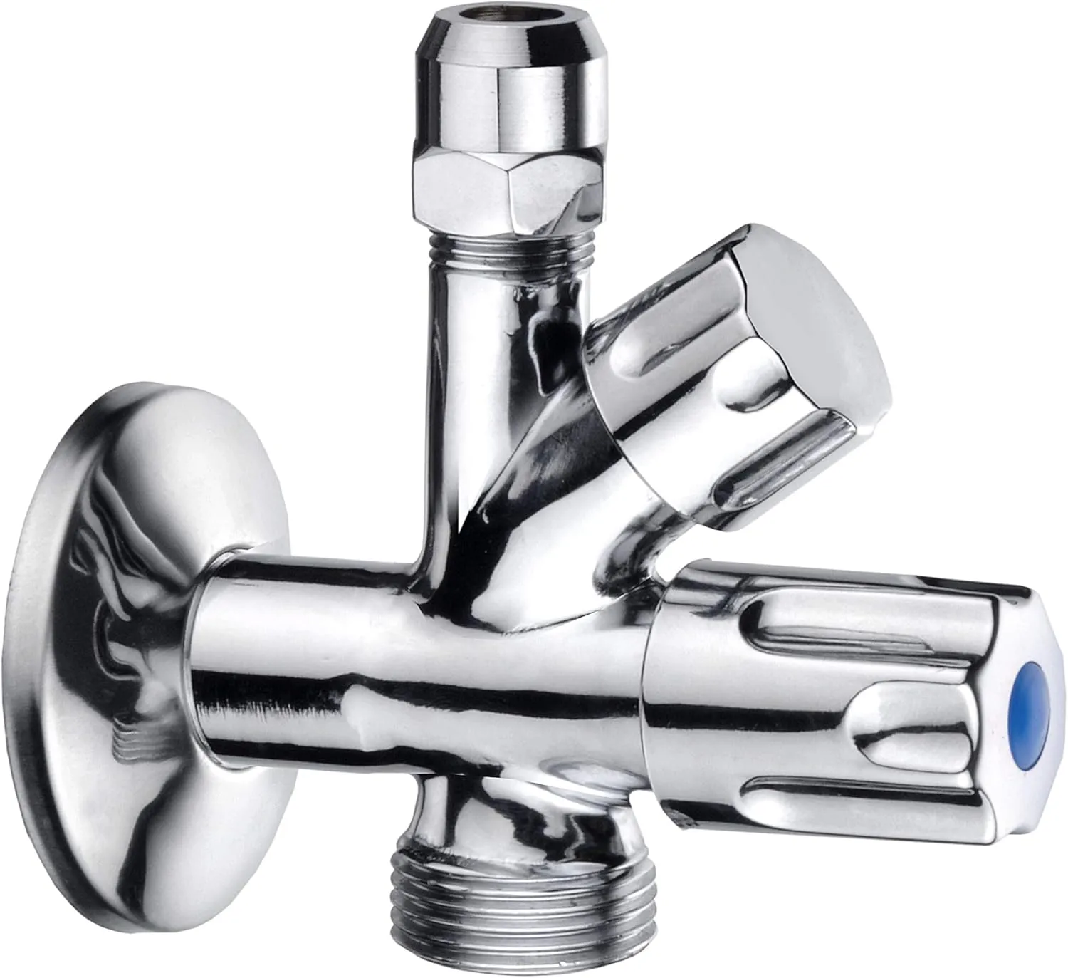 Bild von Cornat TEC304501 Maschinen-Eckventil 1/2 Zoll AG aus verchromtem Messing mit Rückflussverhinderer für Waschmaschinen und Spülmaschinen