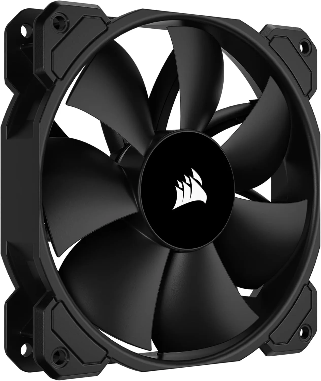 Bild von Corsair SP120 Elite 120mm PWM Lüfter mit AirGuide-Technologie und minimalem Geräusch von 24,7 dBA, Geschwindigkeiten von 300 bis 1300 U/min, Einzelpackung in Schwarz
