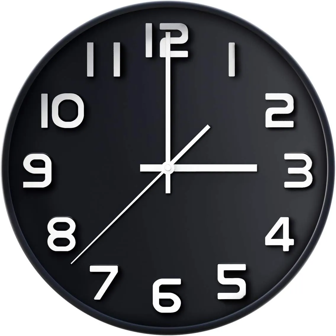 Bild von Coslife 3D Wanduhr 12 Zoll in Schwarz, leise und dekorativ für Zuhause, Küche, Büro und Schule