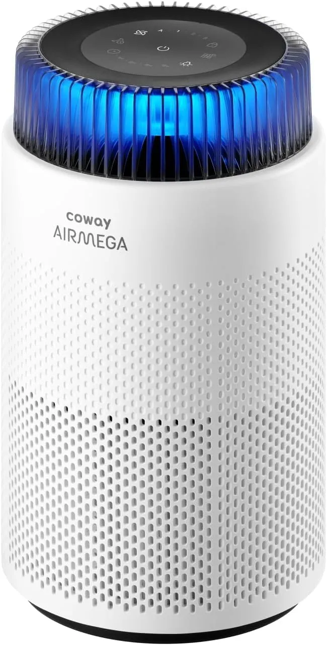 Bild von COWAY Airmega 100 Luftreiniger für Allergiker mit superleisem Schlafmodus und Stimmungslicht, entfernt 99,999% der schädlichen Partikel bis zu 0,01 Mikrometer, CADR 244m³/h, ECARF Siegel