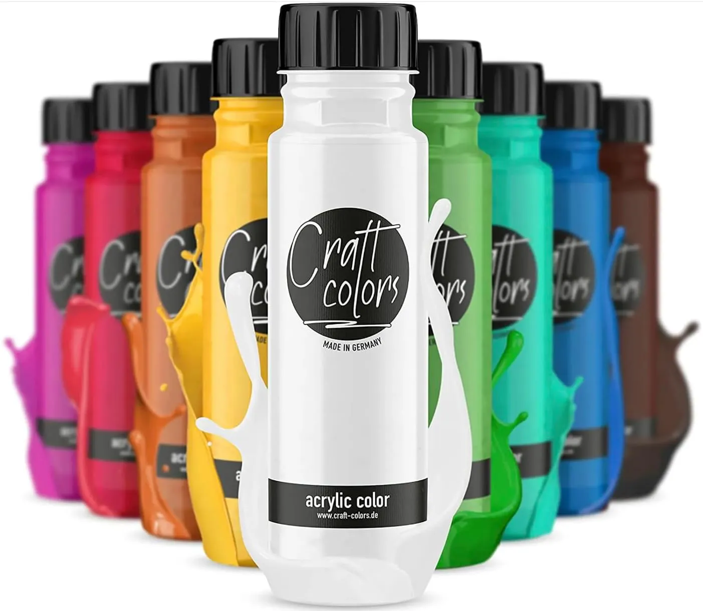Bild von Craft Colors Acrylfarben Set mit 10 x 250 ml, hochpigmentiert und schnell trocknend, Made in Germany