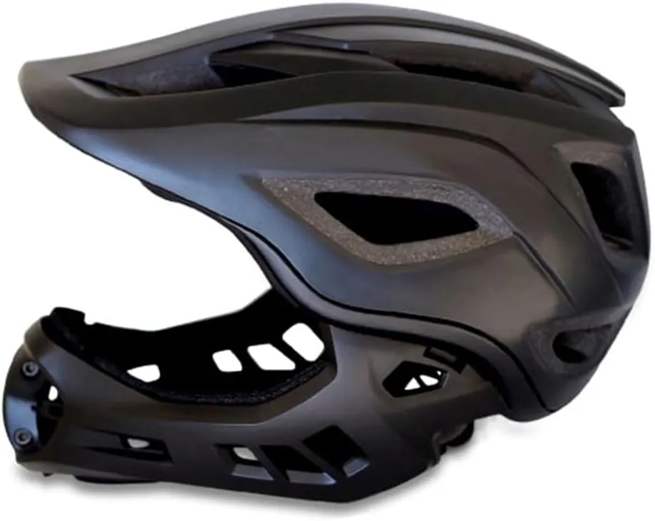 Bild von Crazy Safety Fullface Helm für Kinder in Schwarz, Größe M 53 bis 58 cm, geeignet für Mountainbike, BMX und Skateboard mit 2-in-1 Design