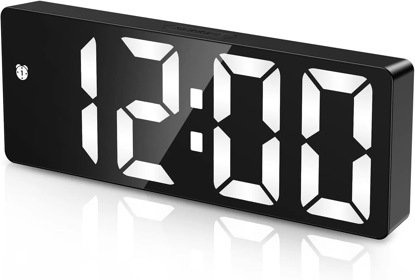 Bild von Criacr digitaler Wecker mit Snooze, Datum, 12/24 Stunden Format, DST Funktion und 4-stufiger Helligkeit, Typ-C netz- und batteriebetrieben, ideal für Schlafzimmer und Büro