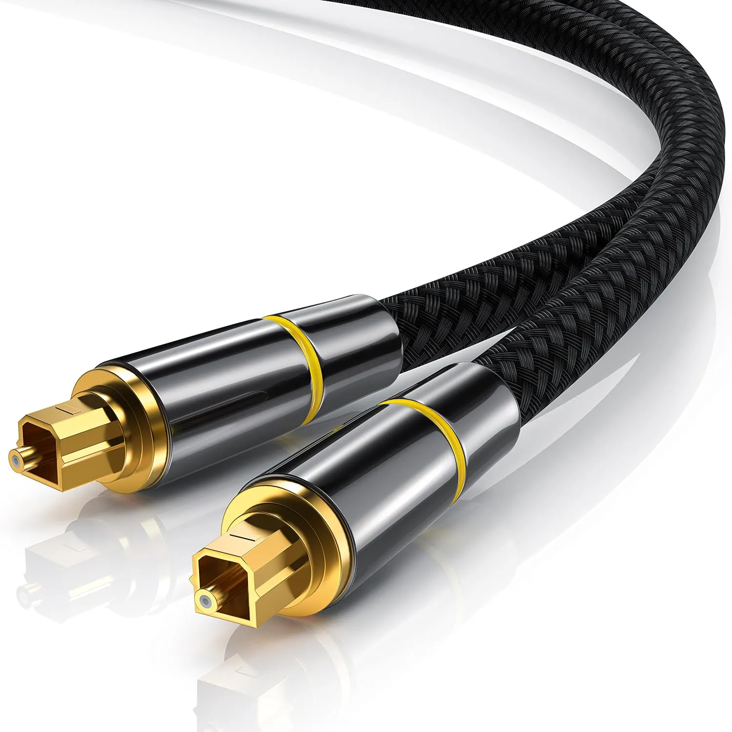 Bild von CSL 5m HQ Platinum Toslink Kabel für optische digitale Audioübertragung mit Aluminiumsteckern und Nylonummantelung