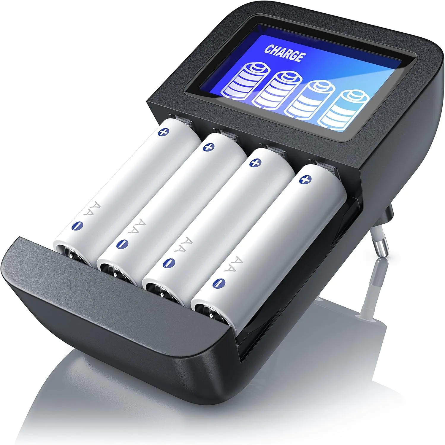 Bild von CSL Universal Akku Ladegerät für AA und AAA NiMH mit 4 Ladeschächten und LCD-Display