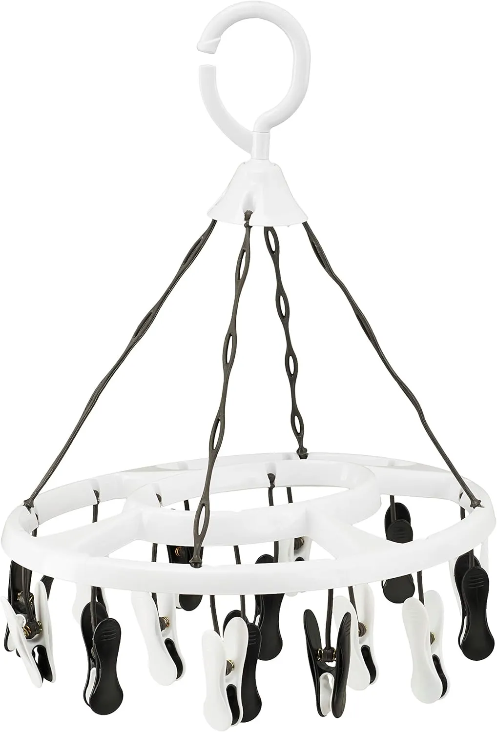 Bild von Culiclean Mini Wäschespinne faltbar in Weiß und Schwarz, ideal für Reisen und Balkon, inklusive Wäscheklammern