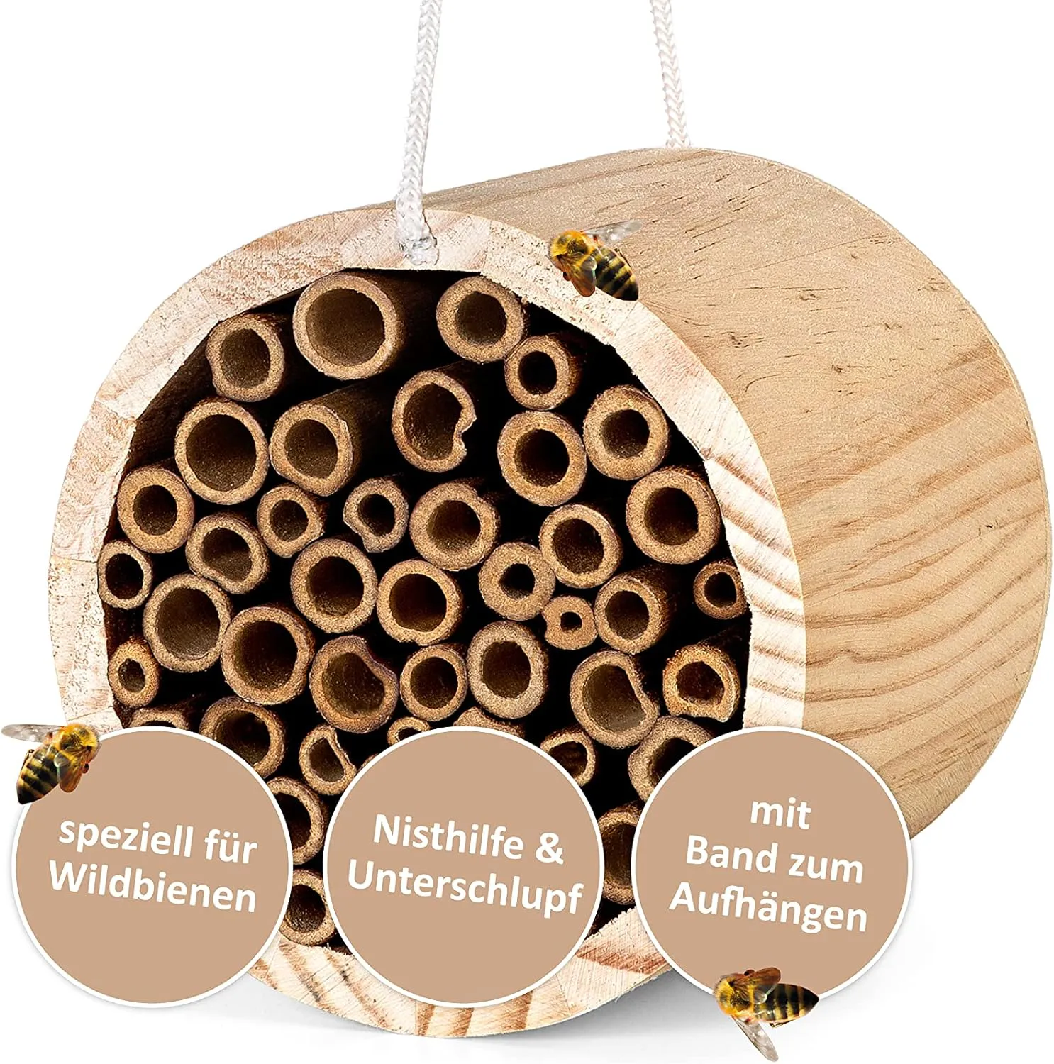 Bild von CULT at home Insektenhotel für Wildbienen zum Hängen mit einem Durchmesser von 13 cm für Garten und Balkon
