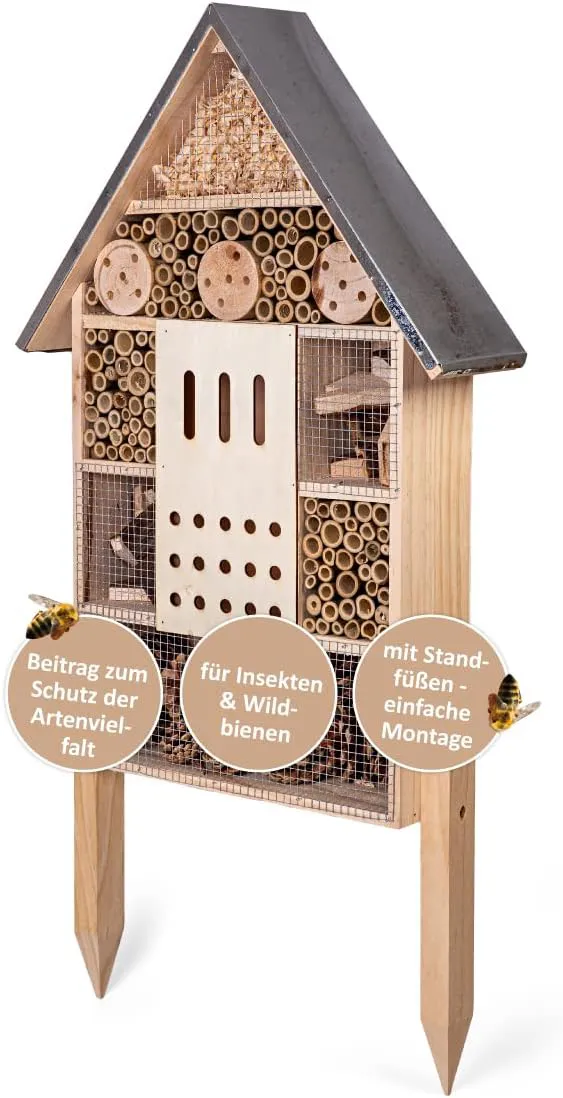 Bild von CULT at home XXL Insektenhotel mit Erdspieß und einer Höhe von 77 cm für Garten und Balkon