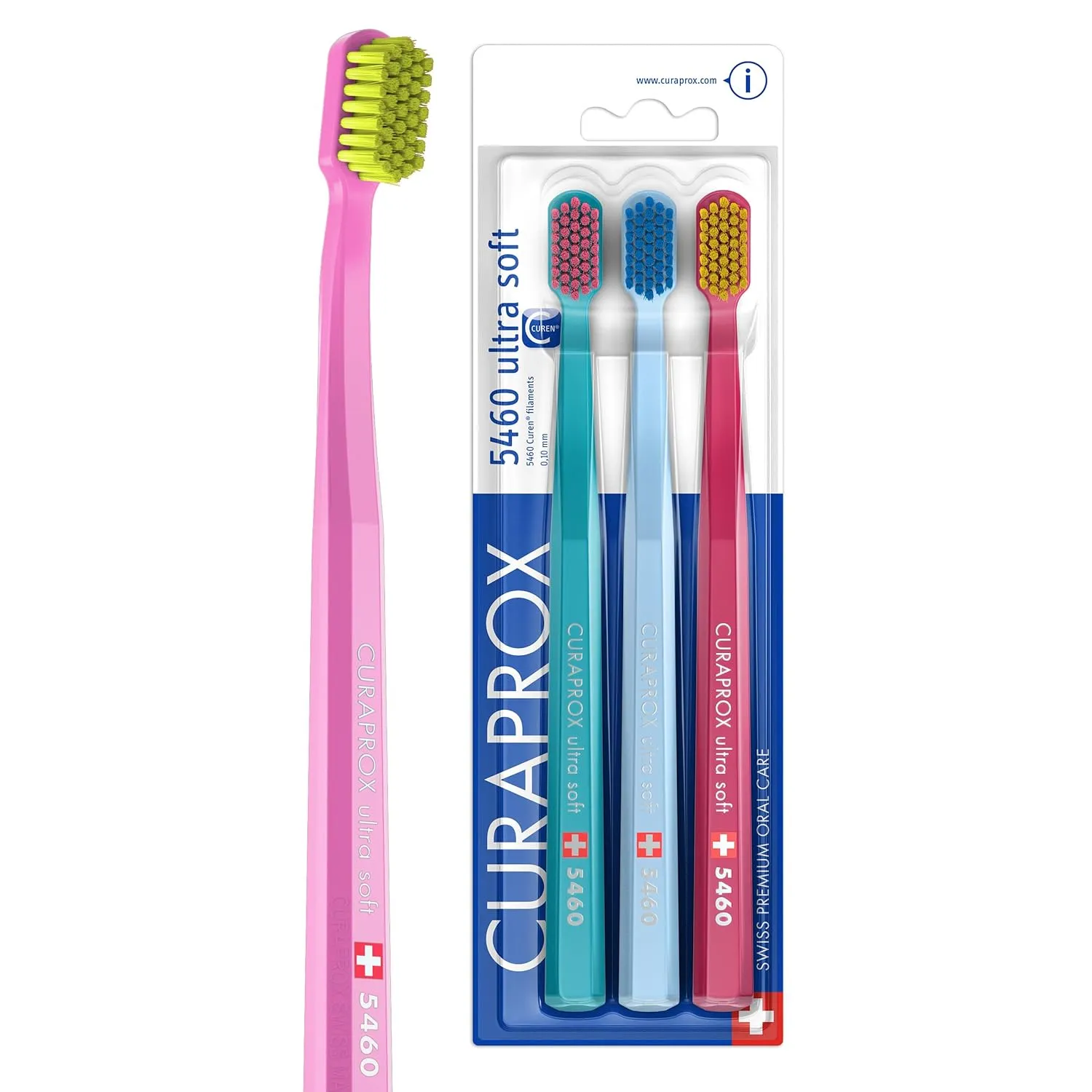 Bild von Curaprox CS 5460 Zahnbürsten Set mit 3 ultra weichen Handzahnbürsten in zufälligen Farben