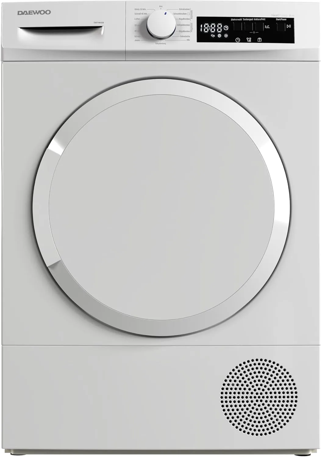 Bild von Daewoo T8HT1WA3DE Wärmepumpentrockner mit 8 kg Fassungsvermögen, A+++ Energieeffizienz und 15 Programmen, ausgestattet mit LED-Display und Trommelinnenbeleuchtung