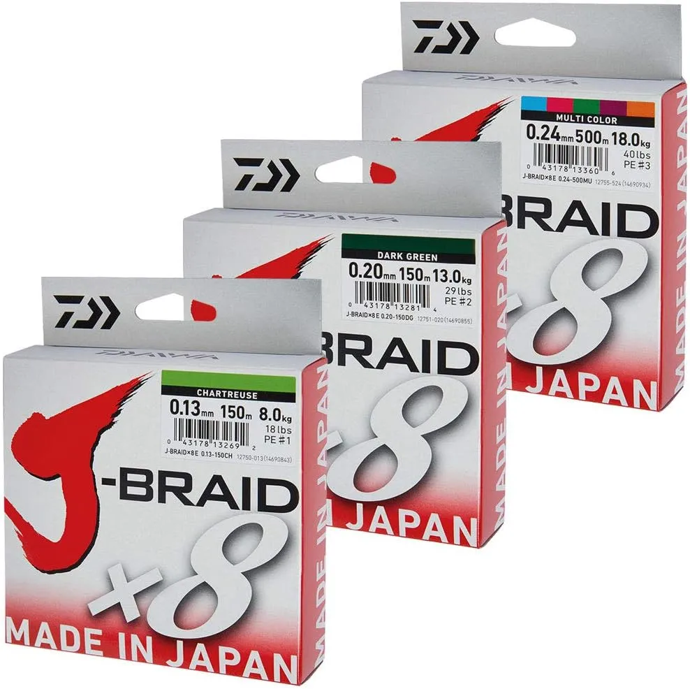 Bild von Daiwa J-Braid 8 geflochtene Angelschnur in dunkelgrün, 300 Meter