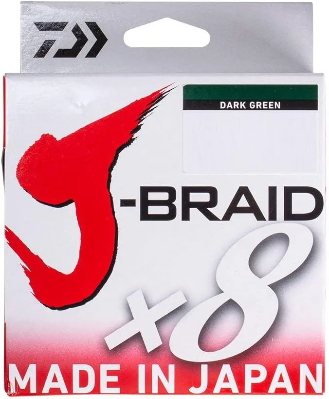 Bild von Daiwa J-Braid X8 Angelschnur 0,10 mm mit 6 kg Tragkraft in dunkelgrün, 150 m Länge
