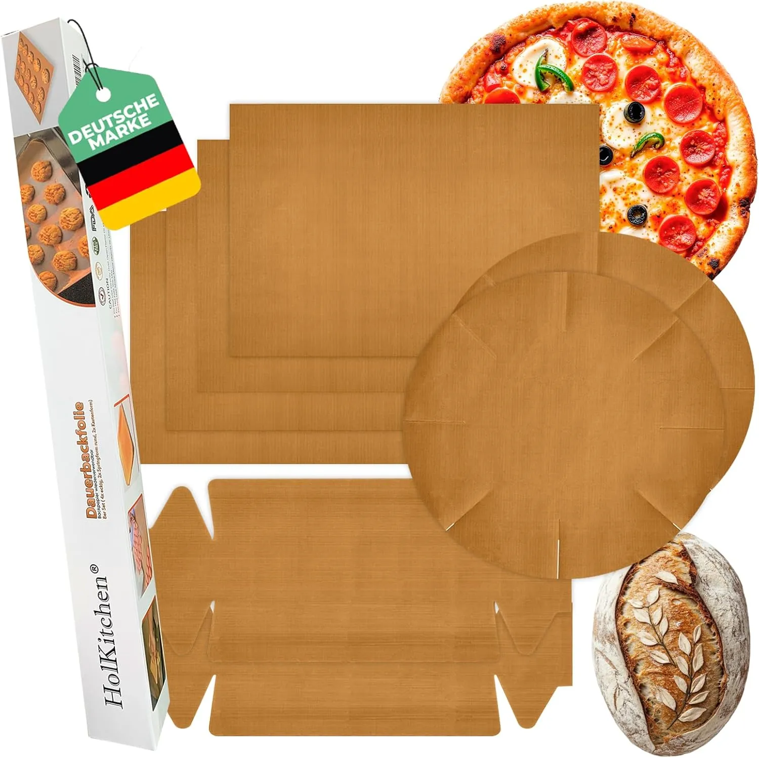 Bild von Dauerbackfolie 8er Set mit hitzebeständigem, antihaftbeschichtetem Backpapier für Kastenformen und Springformen