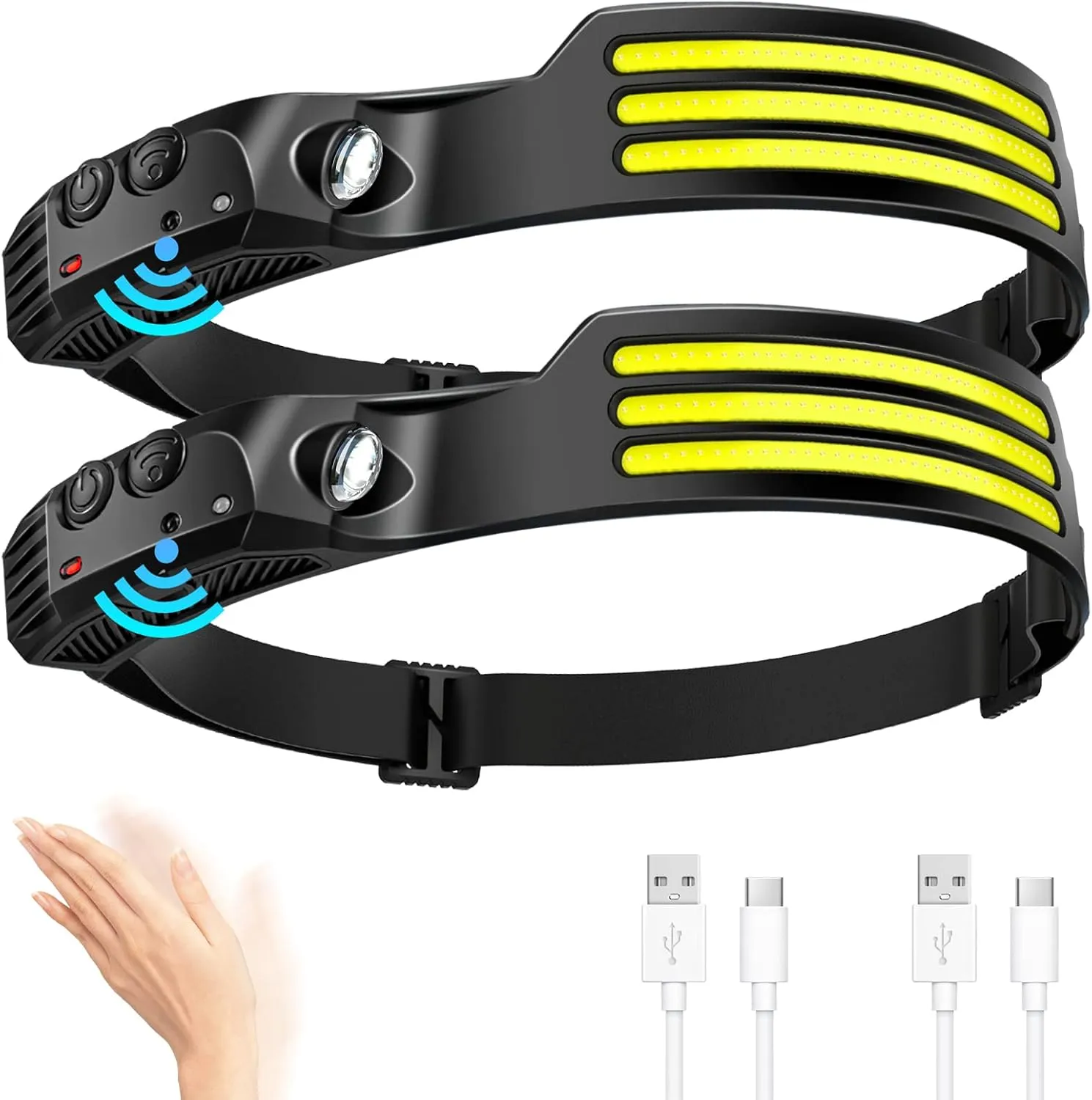 Bild von DAWINSIE Stirnlampe LED mit USB Wiederaufladung im 2er Set, wasserdicht und mit 5 Lichtmodi für Outdoor-Aktivitäten