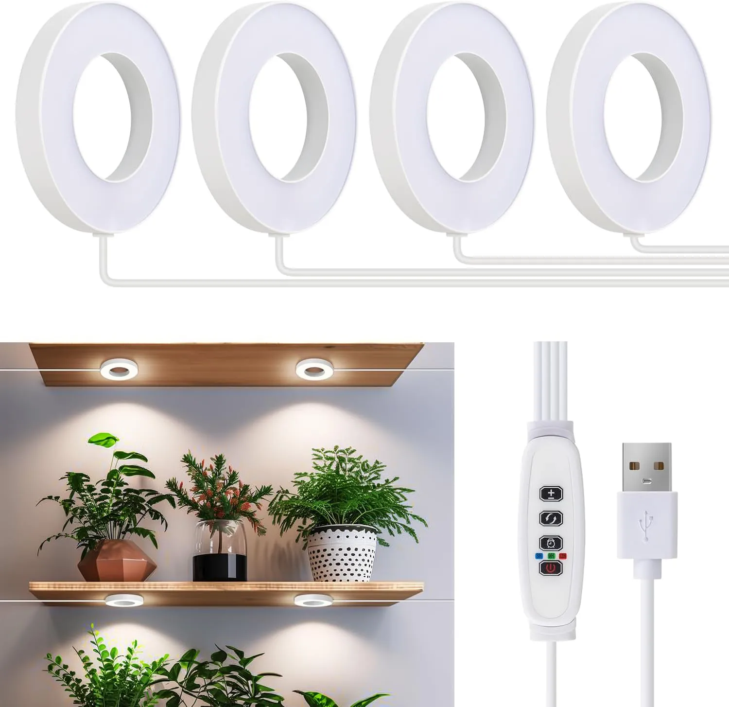 Bild von Decken Pflanzenlampe mit 192 LEDs, Vollspektrum, Auto-Timer und dimmbaren Funktionen für kleine Zimmerpflanzen
