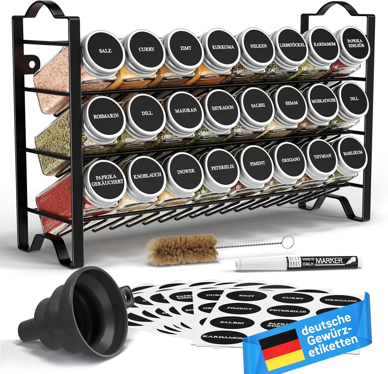 Bild von Deco haus Gewürzregal mit Dosen und Etiketten für stehende und hängende Aufbewahrung