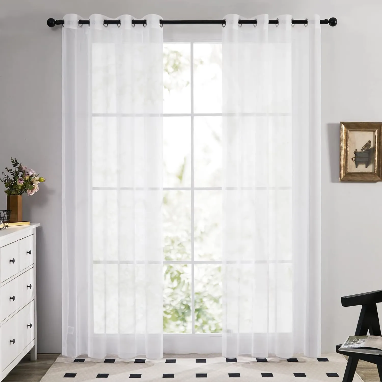 Bild von Deconovo 2er Set transparenter Ösenvorhang in Weiß, 229x140 cm