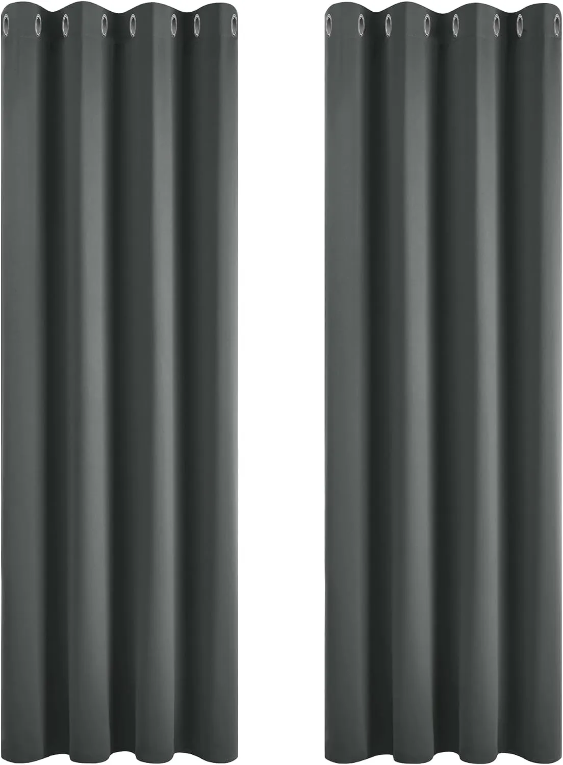 Bild von Deconovo Thermovorhang 175x140 cm Dunkelgrau 2er Set mit Ösen und Kälteschutz