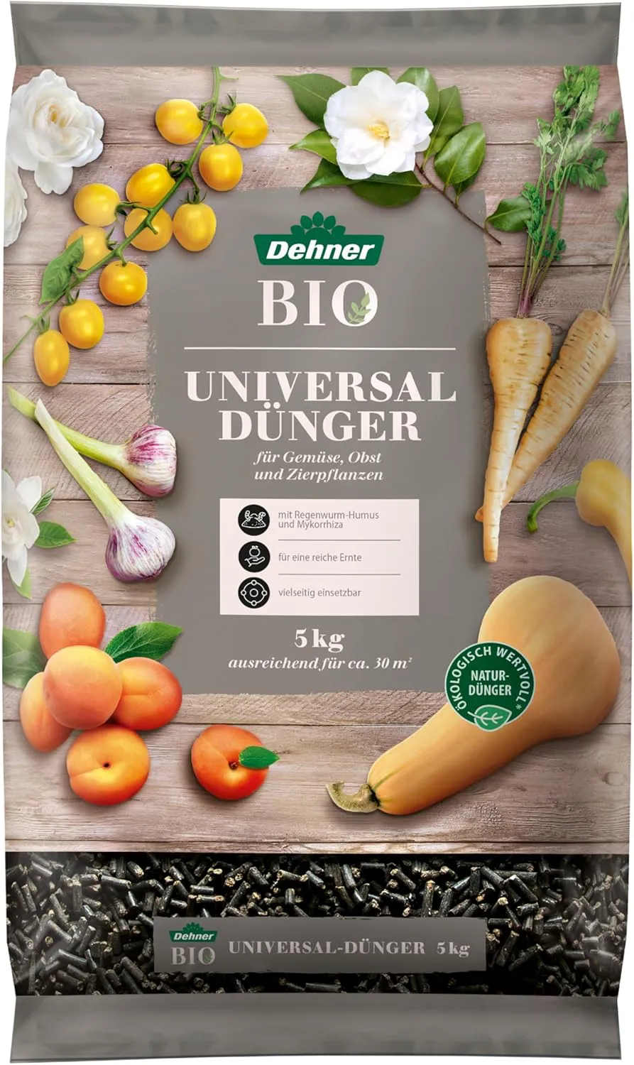 Bild von Dehner Bio Dünger 5 kg für Gemüse, Obst und Zierpflanzen, organischer NPK-Dünger für ca. 30 qm